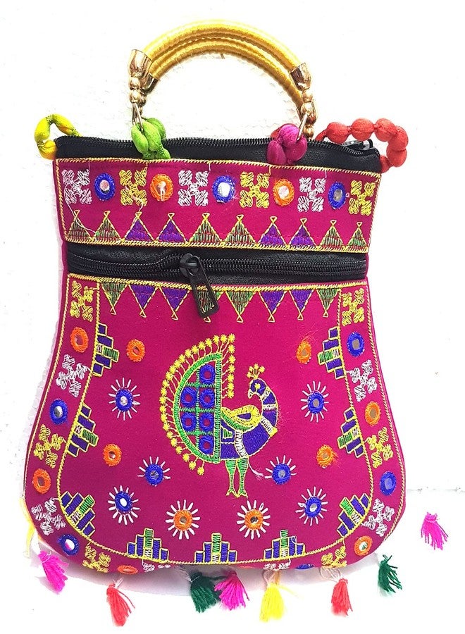 SUMERA WARQ Handicrafts Cotton Embrodery Multicolour Rajasthani Sling Bag for Women & Girls.. (Pink) - Image 4